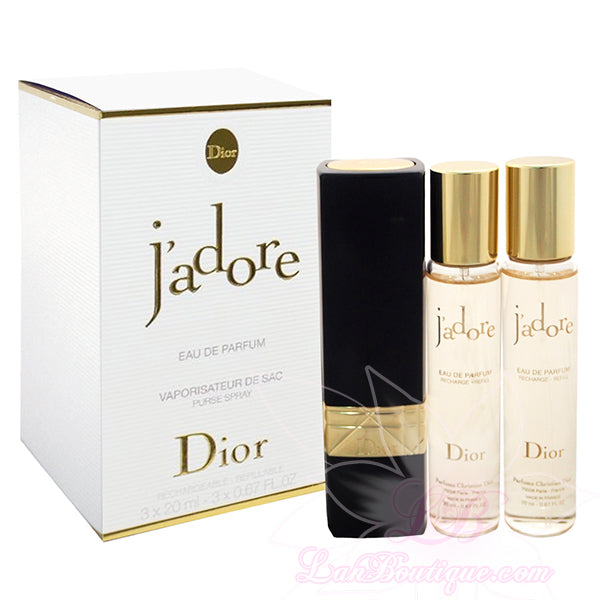 J'adore by Christian Dior - 3pcs x 20ml Purse spray bottle and refills