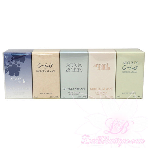 Giorgio Armani 5pcs mini set: Armani Code, Gio, Acqua Di Gioia, Armani Mania, Acqua Di Gio