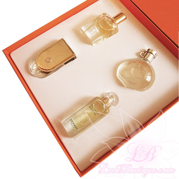 Hermes 4pcs mini set: Jour D'Hermes, Eau Des Merveilles, Voyage D'Hermes, Un Jardin Sur Le Nil
