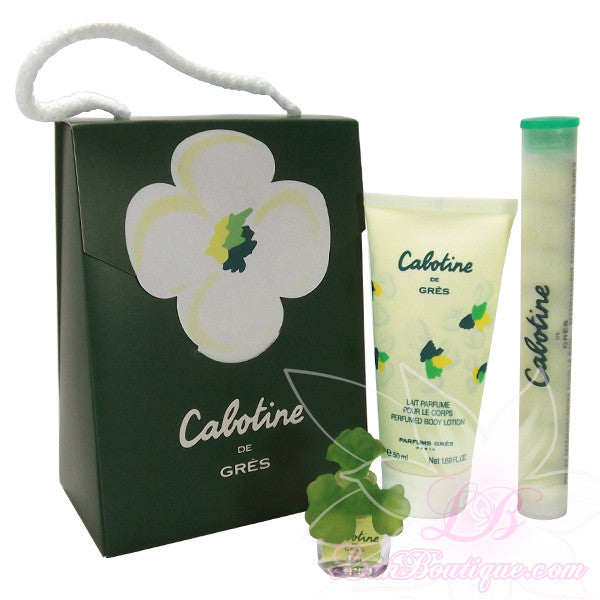 Cabotine by Parfums Grès 3 pcs mini giftset: EDP, Bath Pearls, Body Lotion
